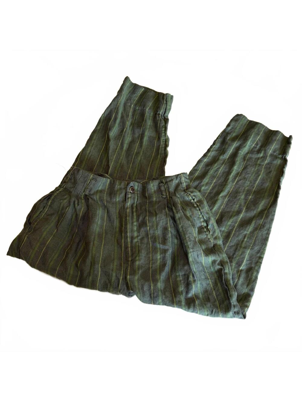Anne Pinkerton Vintage 1990s Women's Linen Striped Trousers - Picture 3 of 5